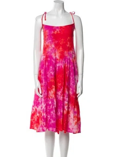 Pre-owned Honorine Tie-dye Print Midi Length Dress In Multi