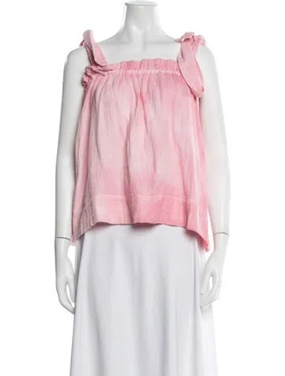 Pre-owned Honorine Tie-dye Print Square Neckline Top In Pink