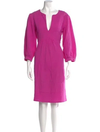 Pre-owned Honorine V-neck Knee-length Dress In Purple