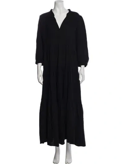 Pre-owned Honorine V-neck Long Dress In Black
