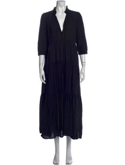 Pre-owned Honorine V-neck Long Dress In Black