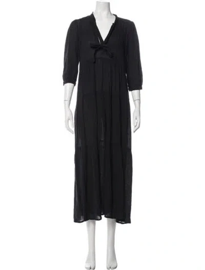 Pre-owned Honorine V-neck Long Dress In Black