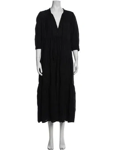 Pre-owned Honorine V-neck Long Dress In Black