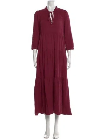 Pre-owned Honorine V-neck Long Dress In Burgundy
