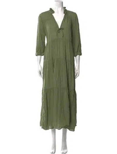 Pre-owned Honorine V-neck Long Dress In Green