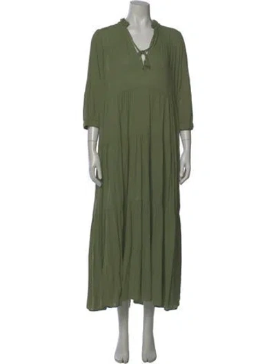 Pre-owned Honorine V-neck Long Dress In Green