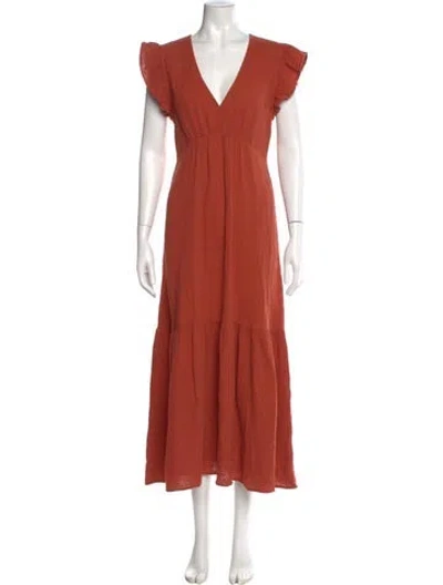 Pre-owned Honorine V-neck Long Dress In Orange
