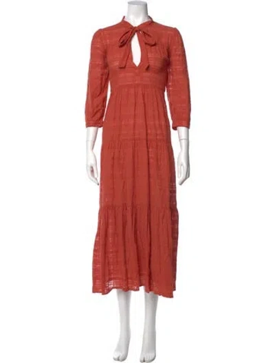 Pre-owned Honorine V-neck Long Dress In Orange