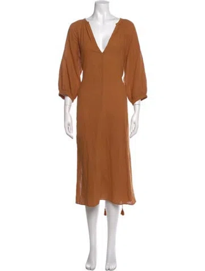 Pre-owned Honorine V-neck Long Dress In Orange