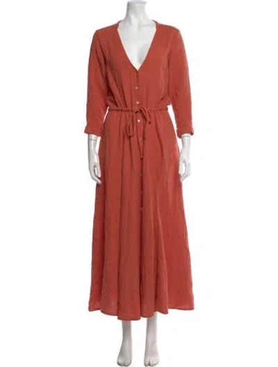 Pre-owned Honorine V-neck Long Dress In Orange