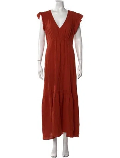 Pre-owned Honorine V-neck Long Dress In Orange