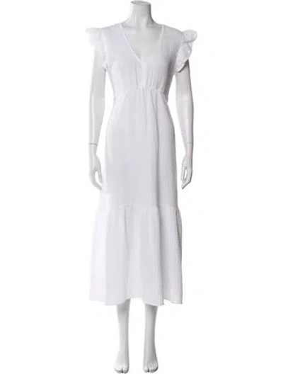 Pre-owned Honorine V-neck Long Dress In White