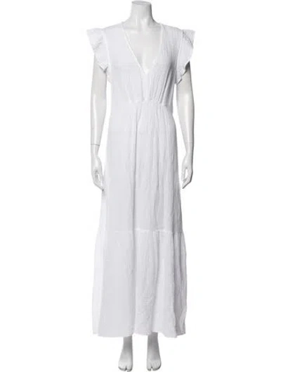 Pre-owned Honorine V-neck Long Dress In White