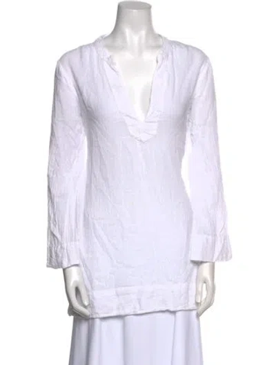 Pre-owned Honorine V-neck Long Sleeve Tunic In White