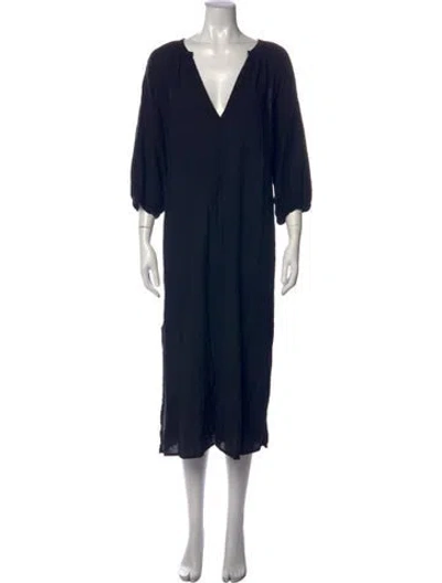 Pre-owned Honorine V-neck Midi Length Dress In Blue