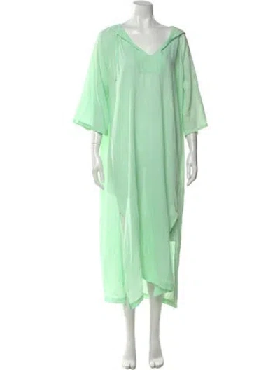 Pre-owned Honorine V-neck Midi Length Dress In Green