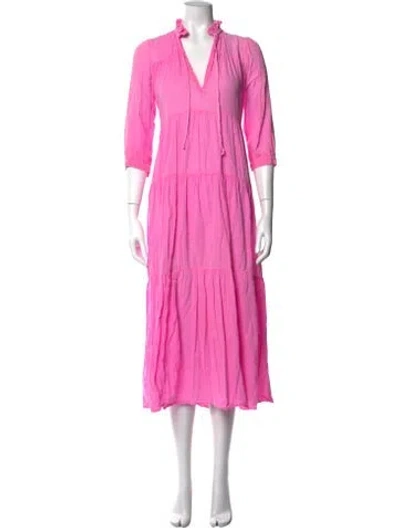 Pre-owned Honorine V-neck Midi Length Dress In Pink