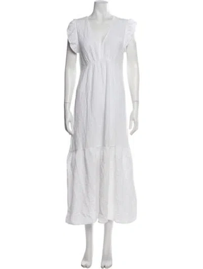 Pre-owned Honorine V-neck Midi Length Dress In White