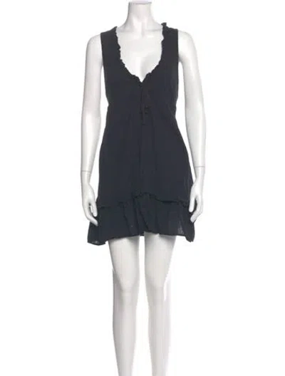 Pre-owned Honorine V-neck Mini Dress In Blue