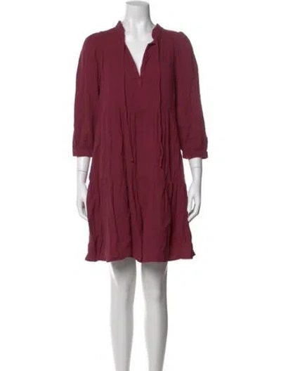 Pre-owned Honorine V-neck Mini Dress In Burgundy