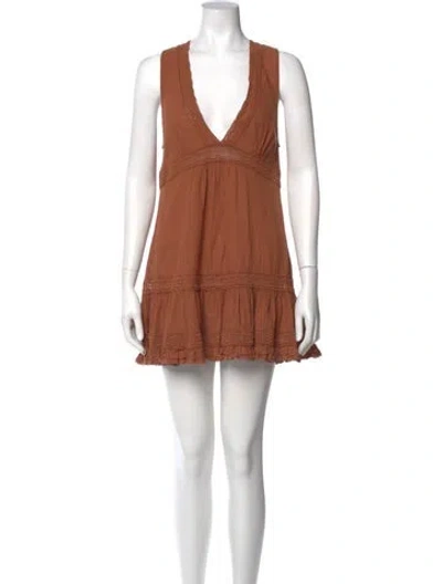 Pre-owned Honorine V-neck Mini Dress In Neutral
