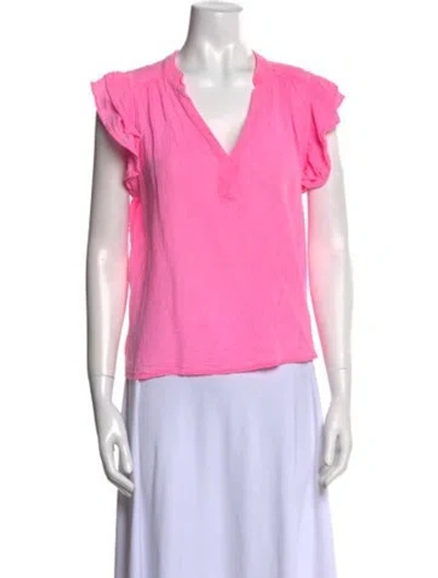 Pre-owned Honorine V-neck Short Sleeve Blouse In Pink