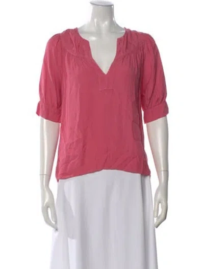 Pre-owned Honorine V-neck Short Sleeve Blouse In Pink