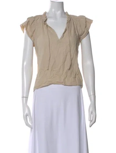 Pre-owned Honorine V-neck Short Sleeve Top In Neutral
