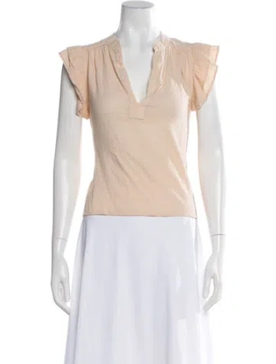 Pre-owned Honorine V-neck Short Sleeve Top In Orange