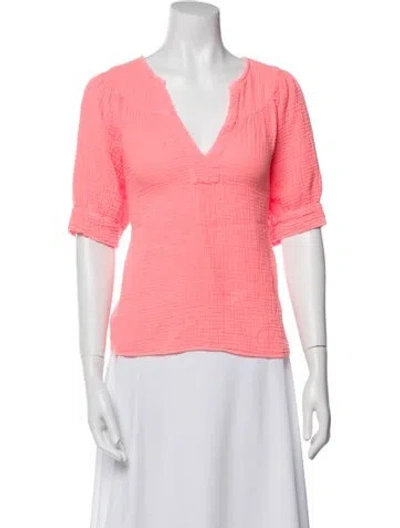 Pre-owned Honorine V-neck Short Sleeve Top In Pink