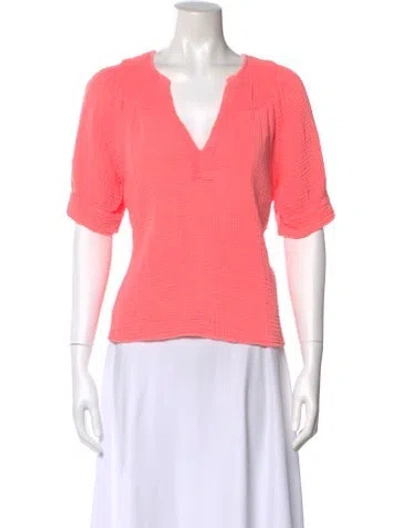 Pre-owned Honorine V-neck Short Sleeve Top In Pink