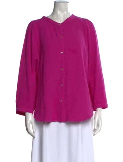 Pre-owned Honorine V-neck Three-quarter Sleeve Top In Purple