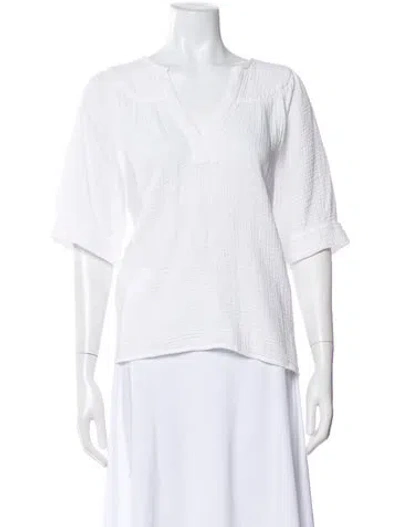 Pre-owned Honorine V-neck Three-quarter Sleeve Top In White
