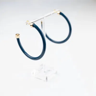 Hoo Hoops Women's Acrylic Hoop Earrings In Navy In Blue