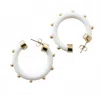 Hoo Hoops Women's Mini Beaded Hoops In White/gold In Silver