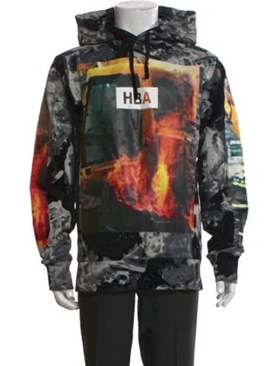 Pre-owned Hood By Air Graphic Print Crew Neck Hoodie In Black