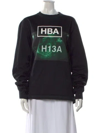 Pre-owned Hood By Air Graphic Print Crew Neck Sweater In Black
