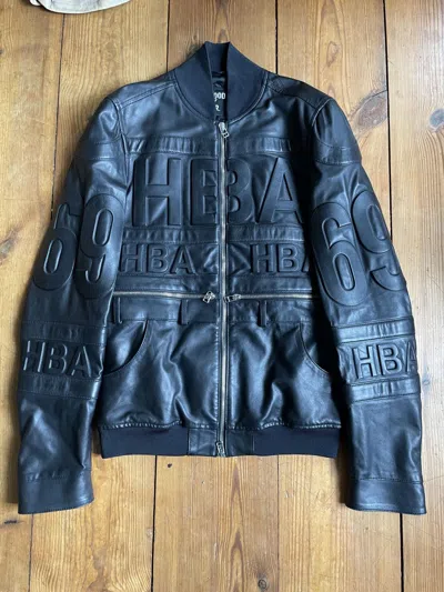 Pre-owned Hood By Air Leather Hockey Bomber Jacket In Black
