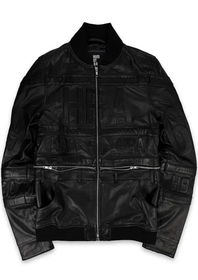 Pre-owned Hood By Air Ss15  ‘cross Zip' Embossed 69 Leather Jacket In Black