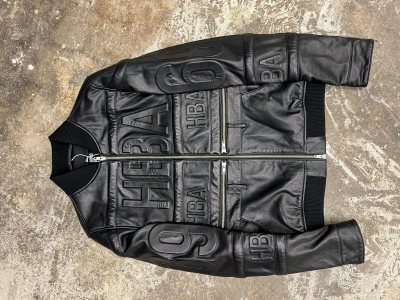 Pre-owned Hood By Air Ss15  Embossed Leather Jacket In Black