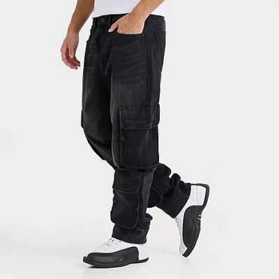 Hoodrich Men's Spectral Relaxed Cargo Denim Jeans In Black