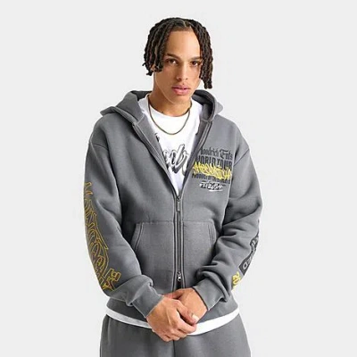 Hoodrich Men's World Tour Stamp Full-zip Hoodie In Gray