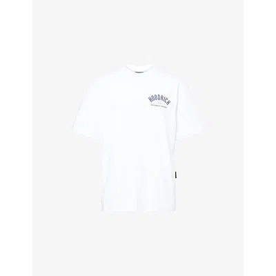 Hoodrich Mens White Graphic-print Relaxed-fit Cotton T-shirt