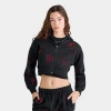 Hoodrich Women's Crystal Crop Full-zip Hoodie Size: Large In Black