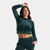 Hoodrich Women's Money Allover Print Velour Full-zip Hoodie In Green