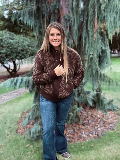 Hooey Aztec Sherpa Jacket In Chocolate Brown