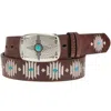 Hooey Blue Diamond Ladies Blet In Brown/ivory/turquoise In Multi