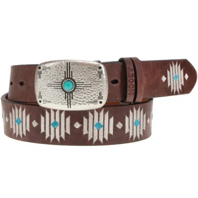 Hooey Blue Diamond Ladies Blet In Brown/ivory/turquoise In Multi