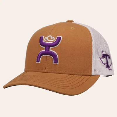 Hooey Collegiate Collection Tan & White Tsu Hands Up Logo Curved Bill Cap In Brown