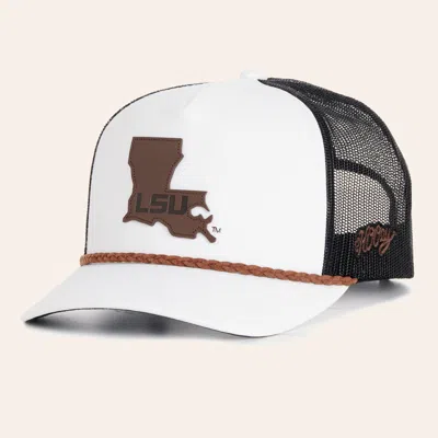 Hooey Collegiate Collection White & Black Lsu Boot Curved Bill Patch Cap